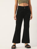 DressBerry Women Black Flared High-Rise Stretchable Jeans