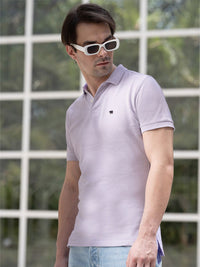 THE BEAR HOUSE Men Violet Polo Collar Slim Fit T-shirt