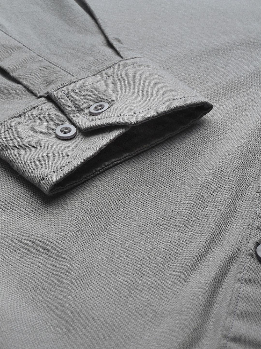 DENNISON Men Grey Smart Slim Fit Opaque Formal Shirt