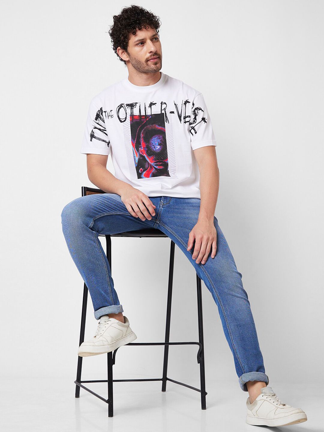 SPYKAR Round Neck Printed Pure Cotton T-shirt