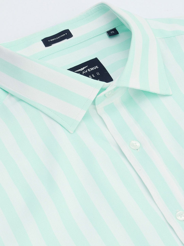 Park Avenue Men Blue & White Slim Fit Striped Pure Cotton Formal Shirt