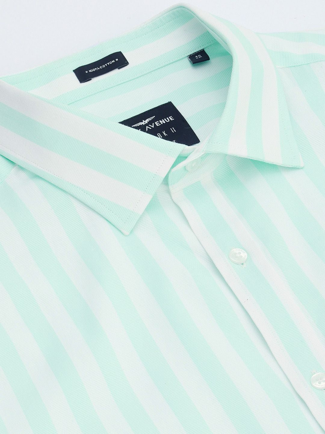 Park Avenue Men Blue & White Slim Fit Striped Pure Cotton Formal Shirt