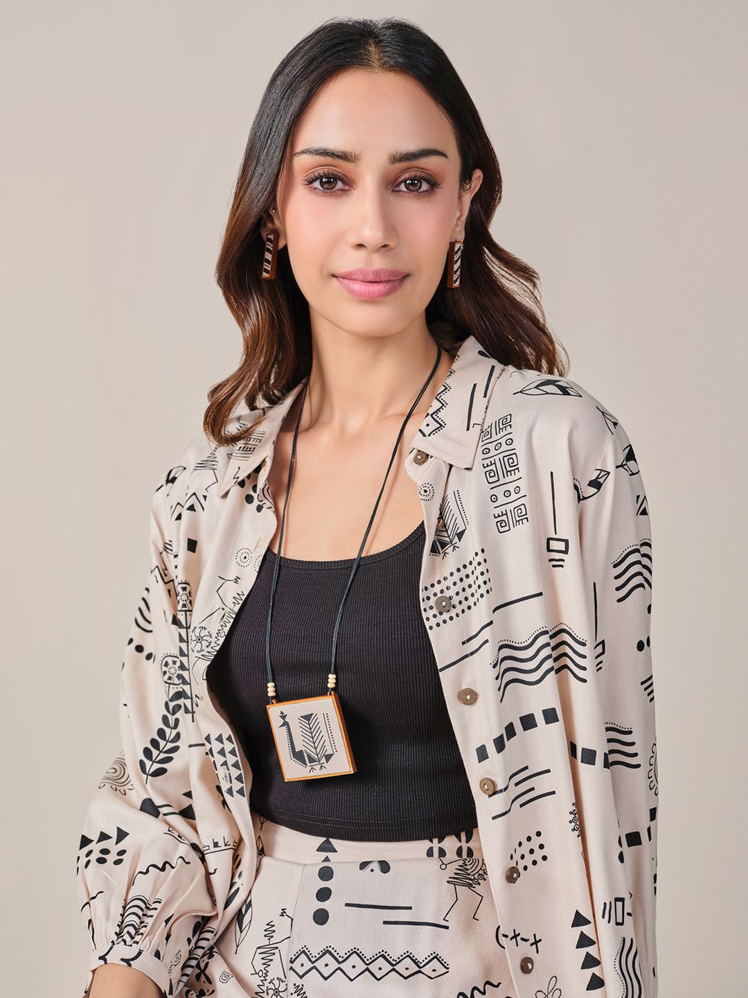 Global Desi Printed Shirt & Inner With Trousers