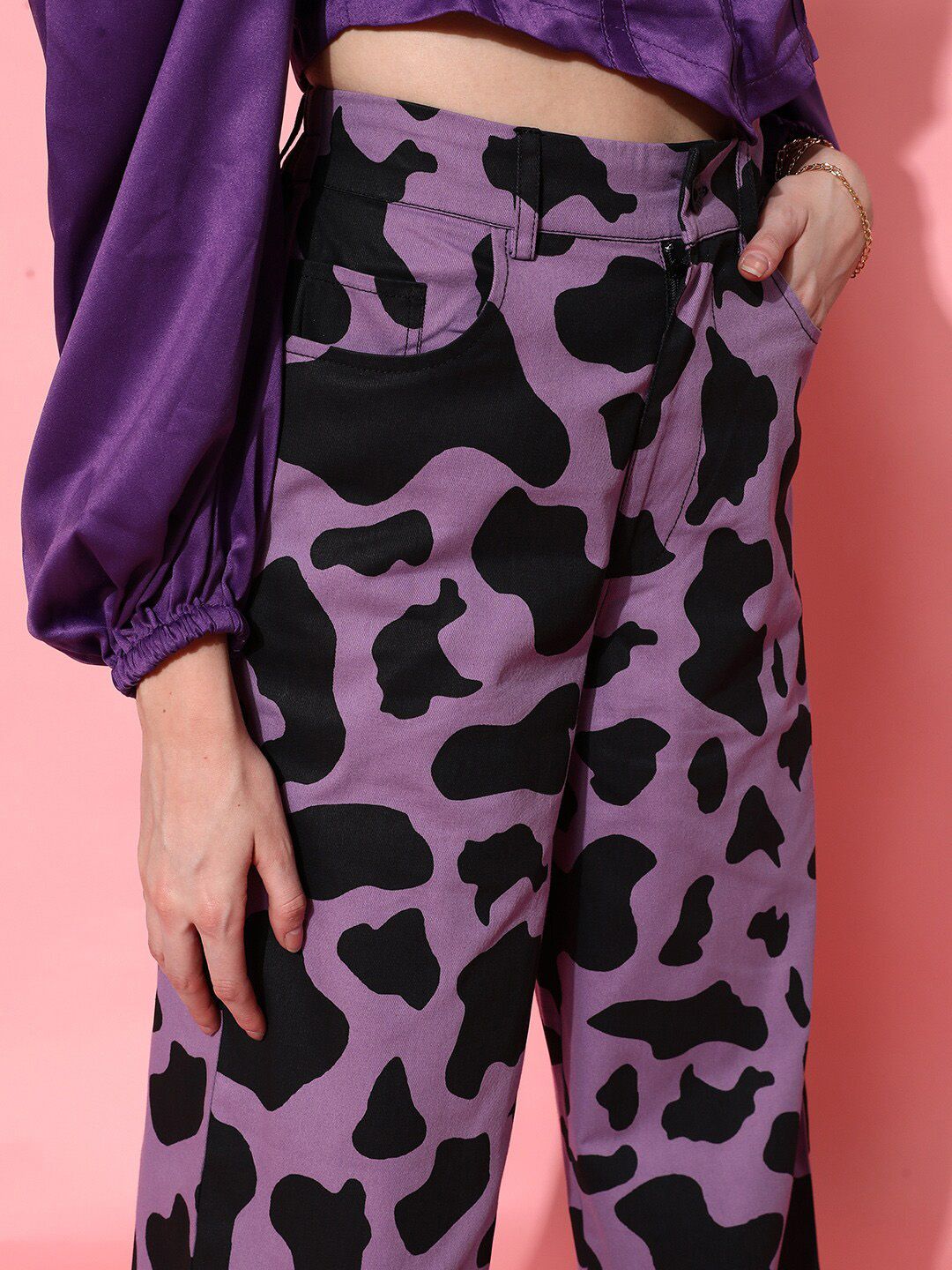 STREET 9 Women Purple Animal Printed Trousers