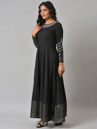 W Ethnic Motifs Embroidered Maxi Ethnic Dress