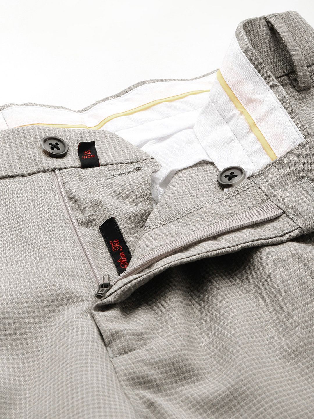 Raymond Men Checked Slim Fit Formal Trousers