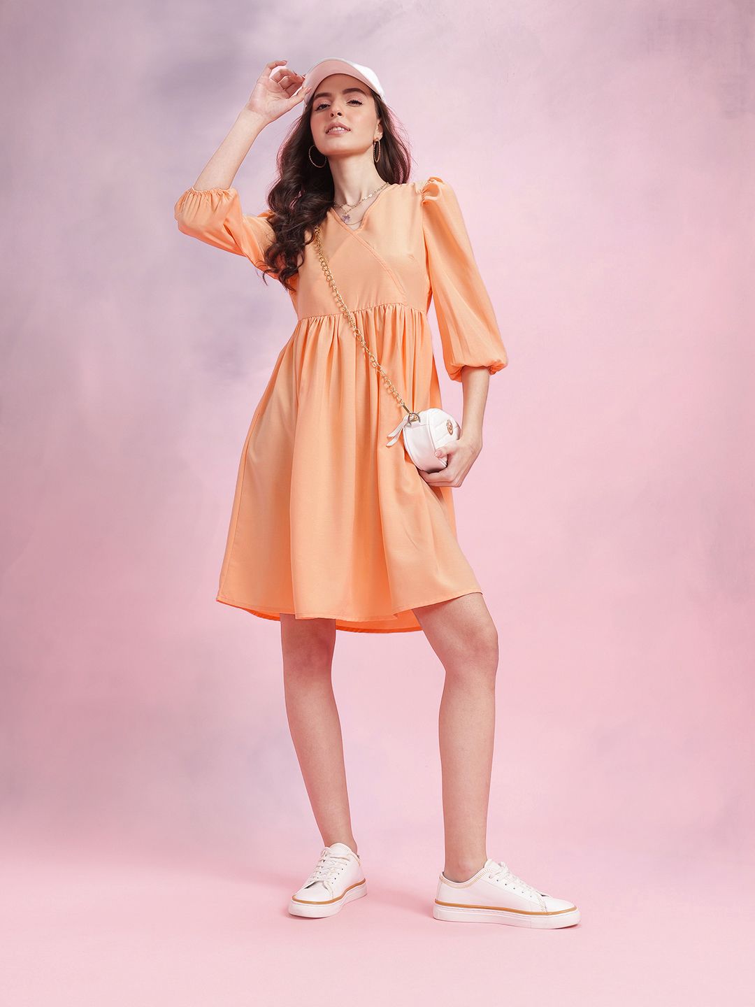 DressBerry Puff Sleeve A-Line Dress