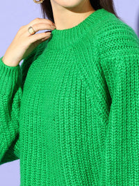 STREET 9 Women Green Cable Knit Pullover