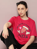 DILLINGER Women Printed Drop-Shoulder Sleeves Oversized Pure Cotton T-shirt