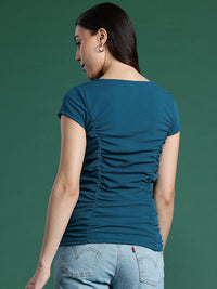 DressBerry Asymmetric Neck Ruched Top