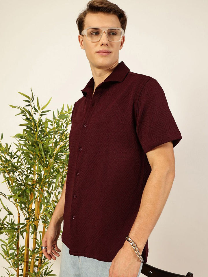 Thomas Scott Men Classic Spread Collar Solid Oversized Casual Shirt