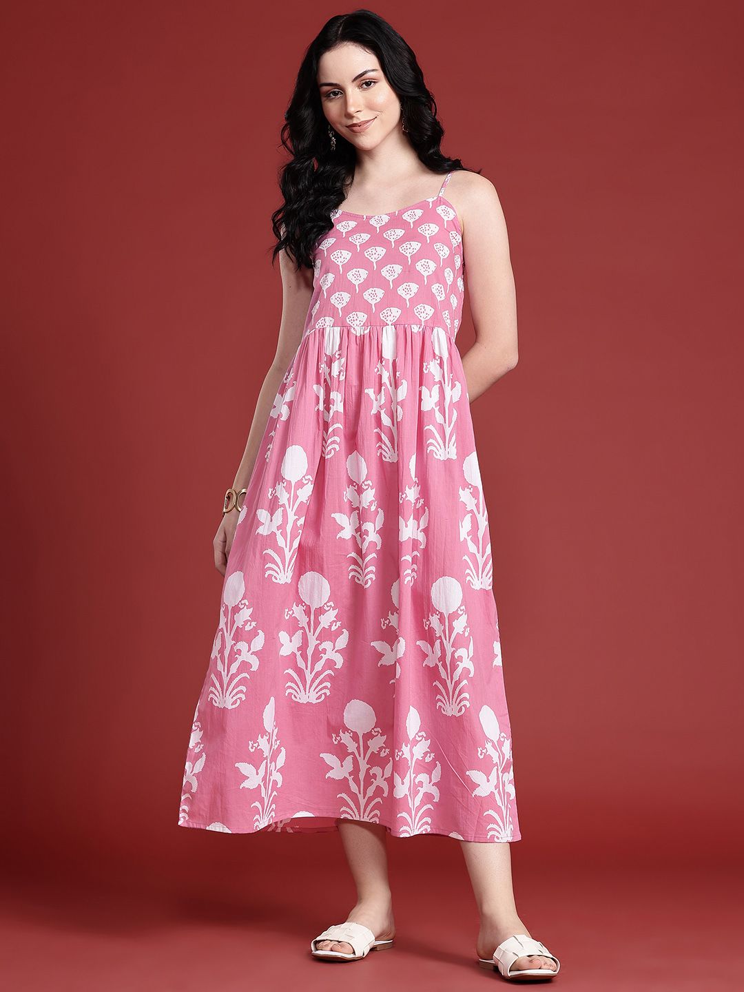 Anouk Floral Printed A-Line Ethnic Dress