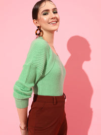 STREET 9 Women Acrylic Cable Knit Crop Pullover