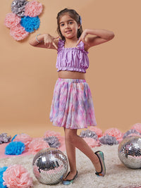 pspeaches Girls Square Neck Sleeveless Top With Skirt