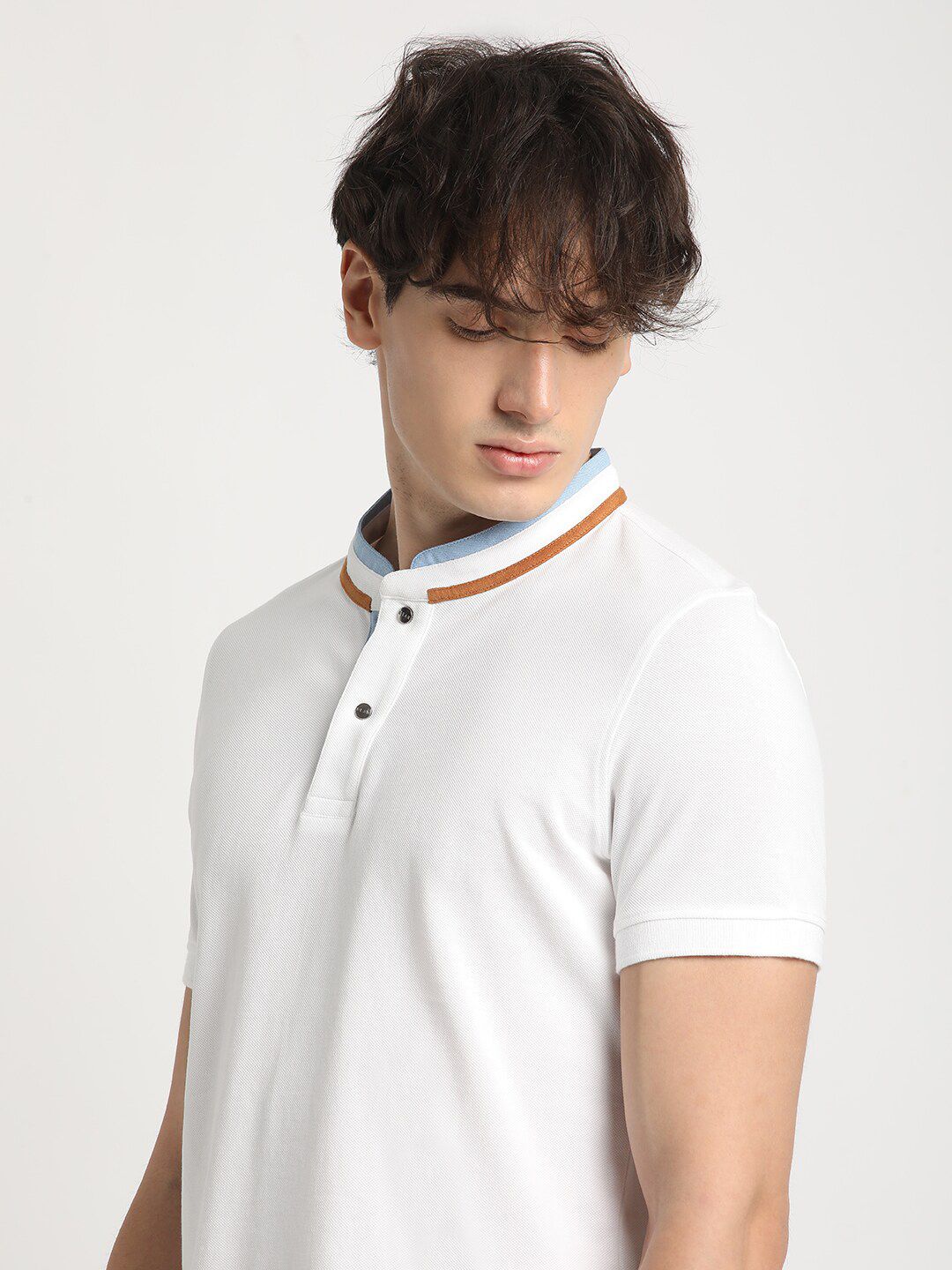 THE BEAR HOUSE Henley Neck Pure Cotton T-shirt