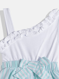 Moms Love Infant Girls Striped Pure Cotton Dress with Bow Detail