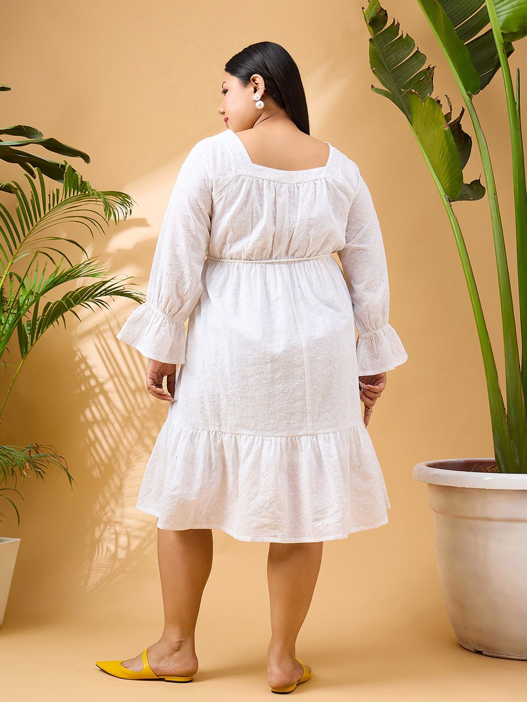 SASSAFRAS Curve Plus Size Striped Fit & Flare Pure Cotton Dress