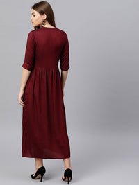Gerua By Libas Women Maroon Solid Maxi Dress