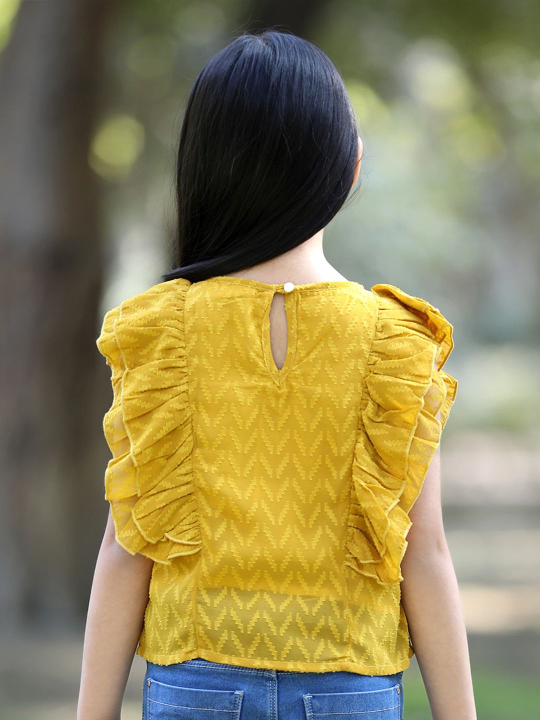 Cutiekins Girls Self Design Ruffles Top