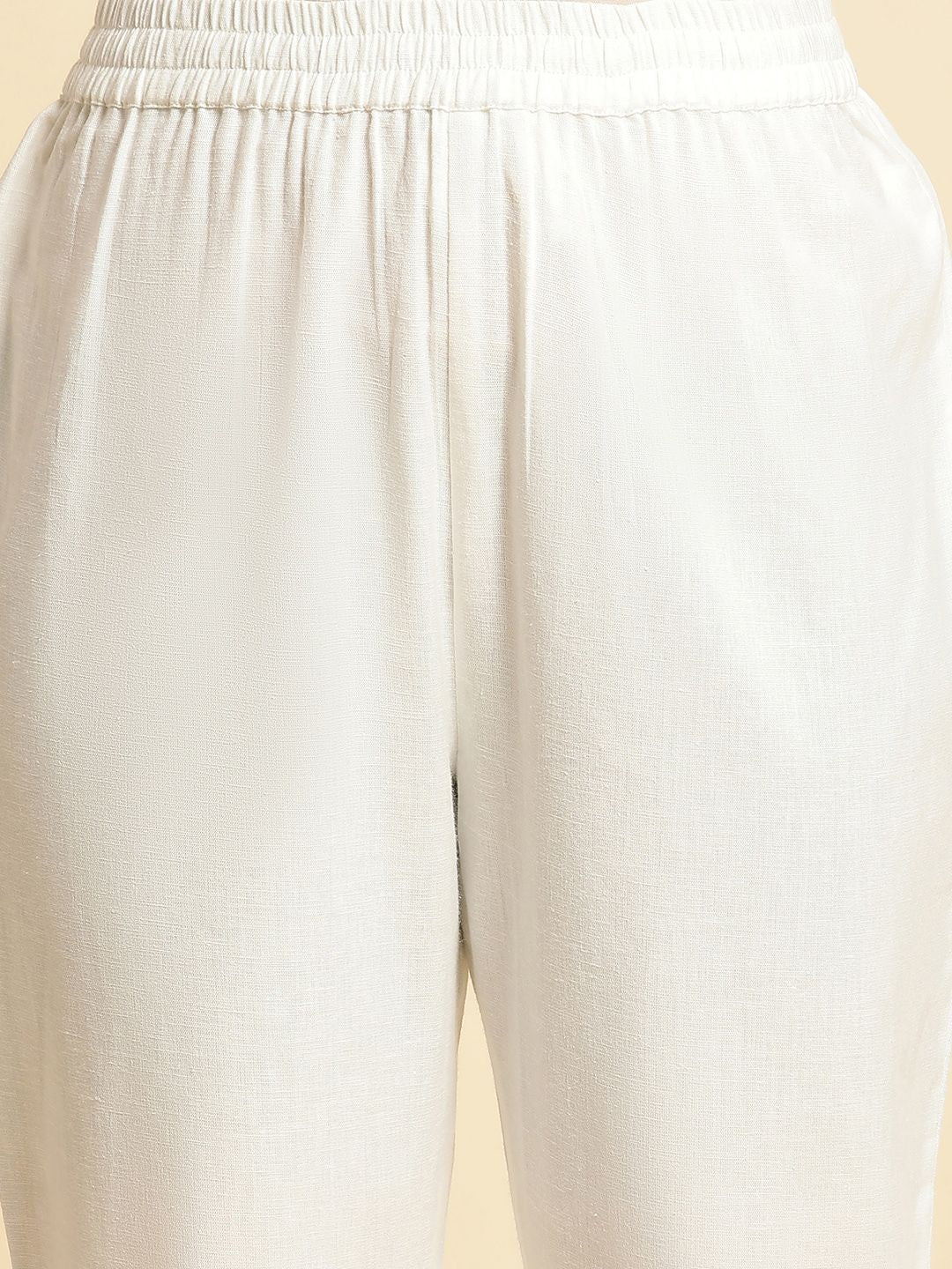 W Women Slim Fit Mid-Rise Cotton Regular Trousers