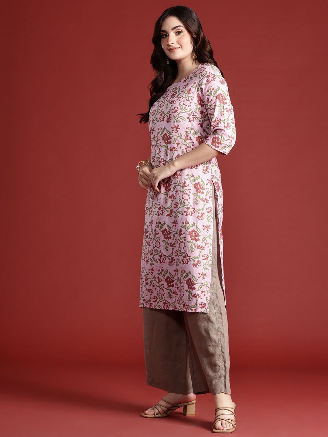 Anouk Floral Print Straight Kurta