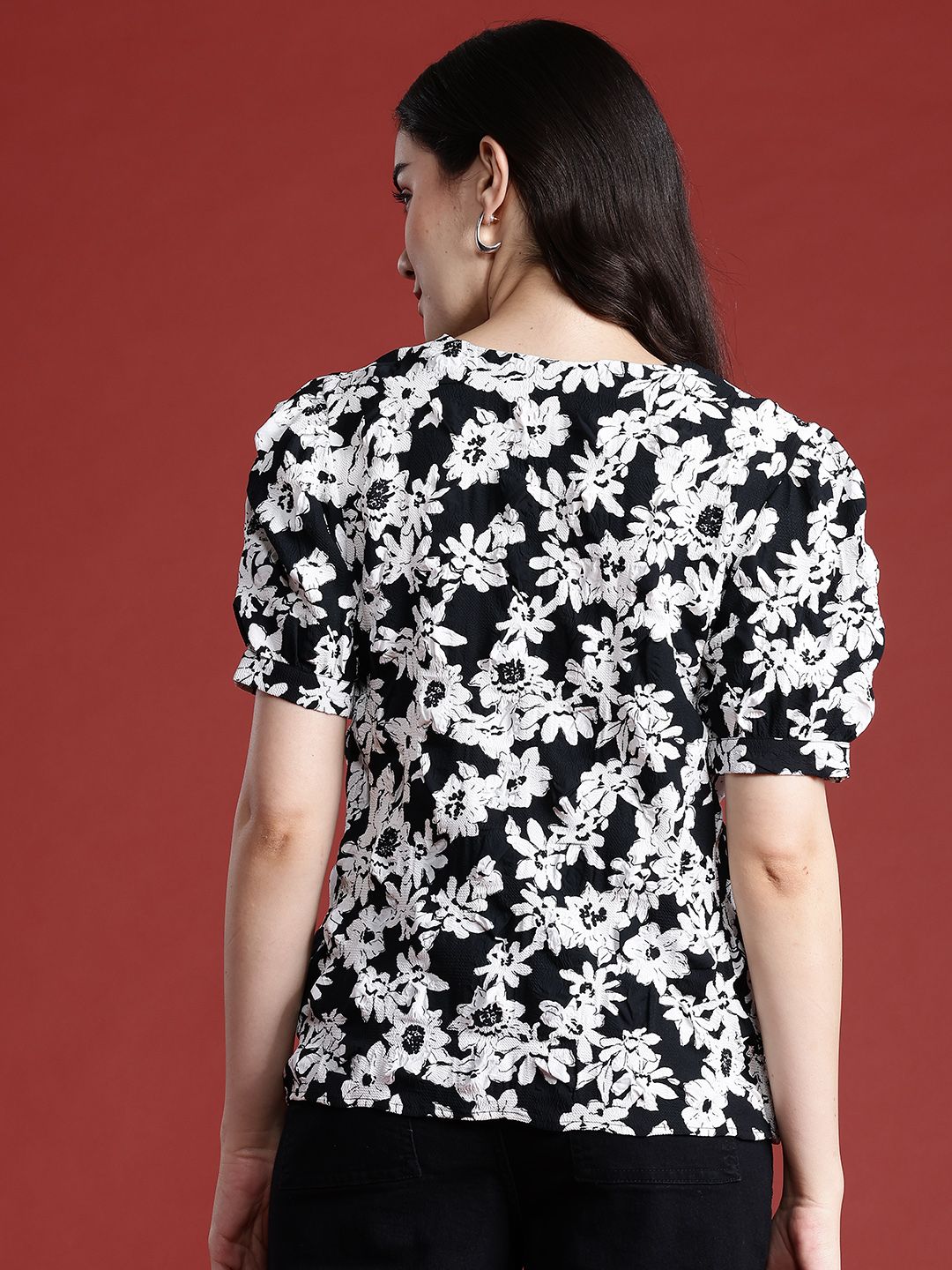 all about you Floral Print Puff Sleeves Top