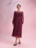 DressBerry Puff Sleeve Fit & Flare Midi Dress
