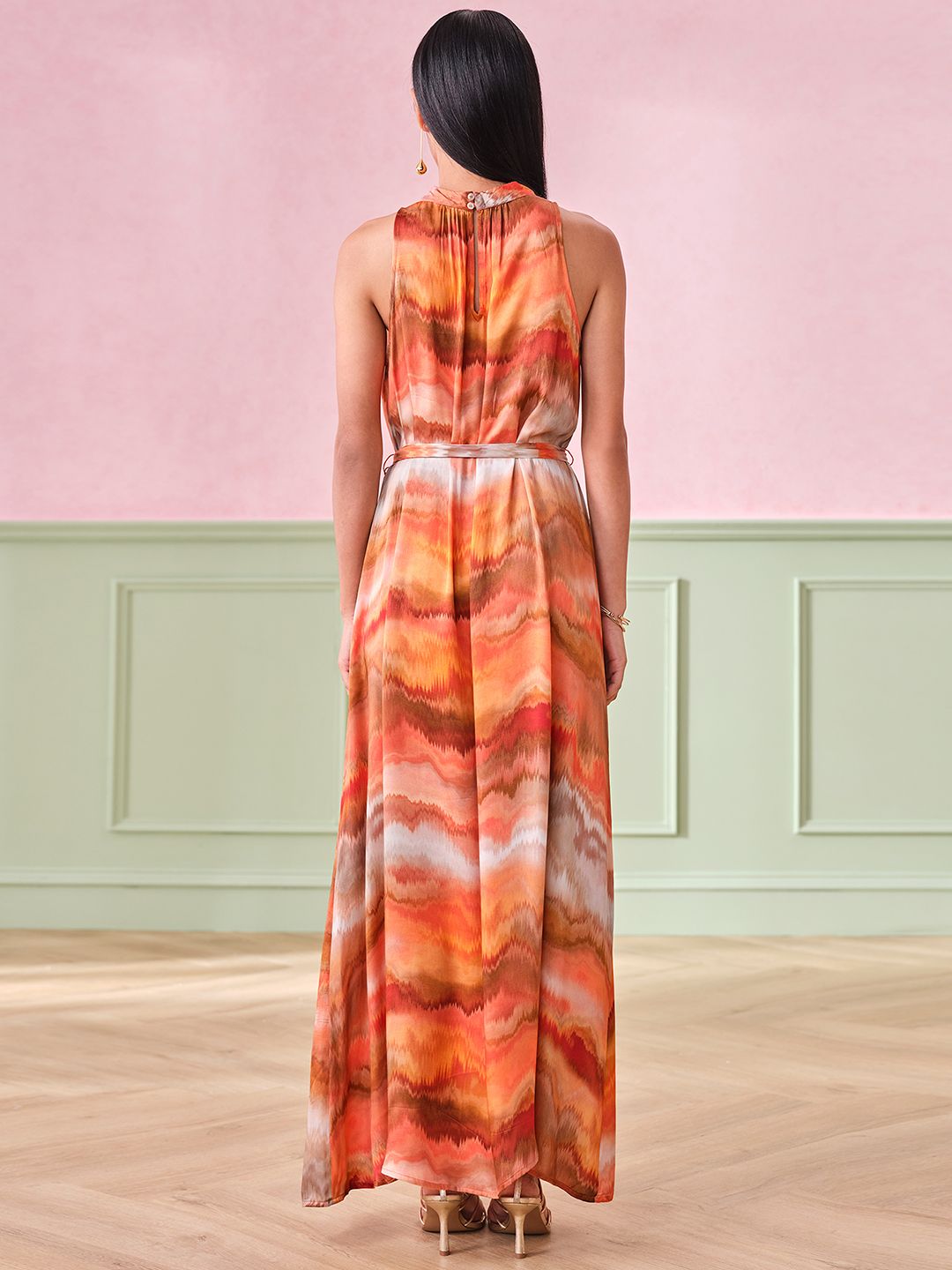AND Printed Fit and Flare Maxi Dress