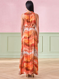 AND Printed Fit and Flare Maxi Dress