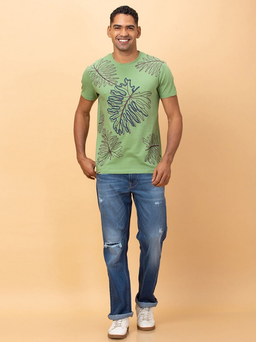 Being Human Pure Cotton Floral Printed Cut Outs T-shirt