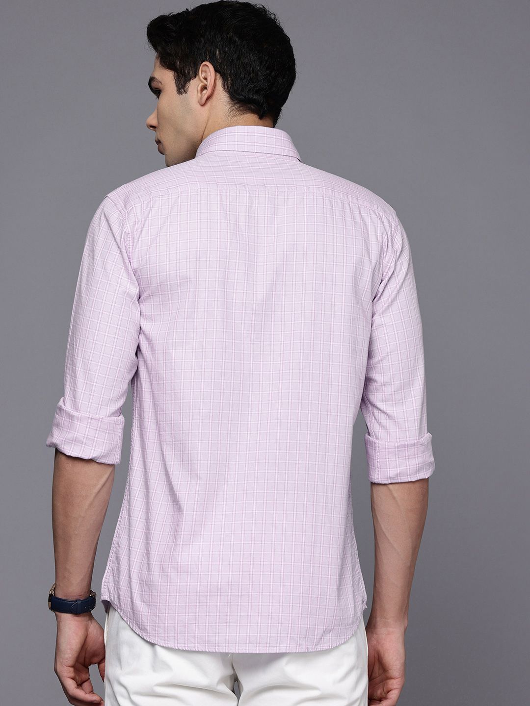 Raymond Pure Cotton Slim Fit Checked Casual Shirt