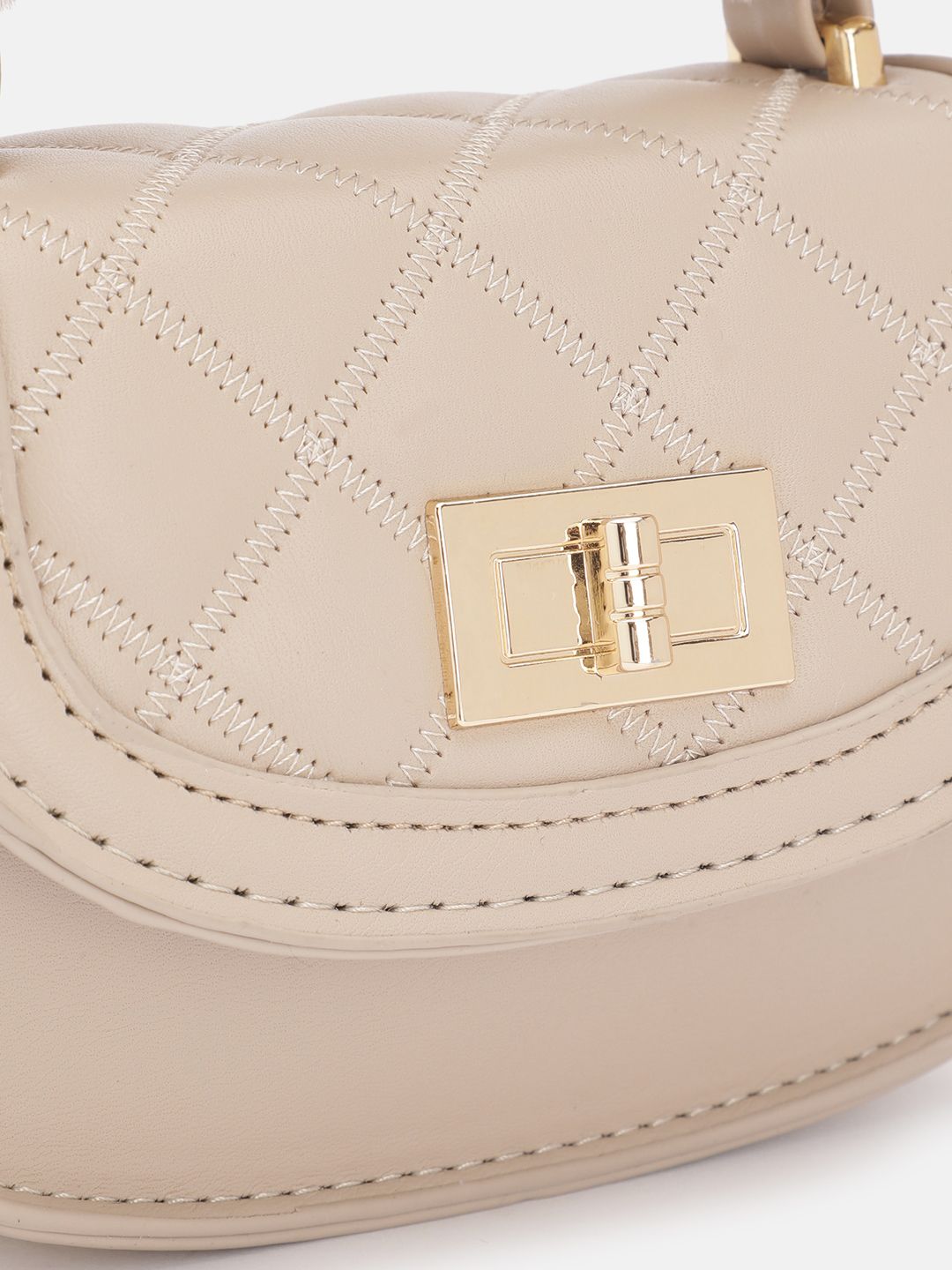 DressBerry Quilted Structured Satchel Bag