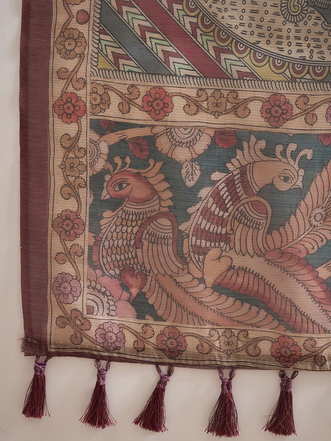 Saree mall Organza Block Print Ethnic Motifs Sarees