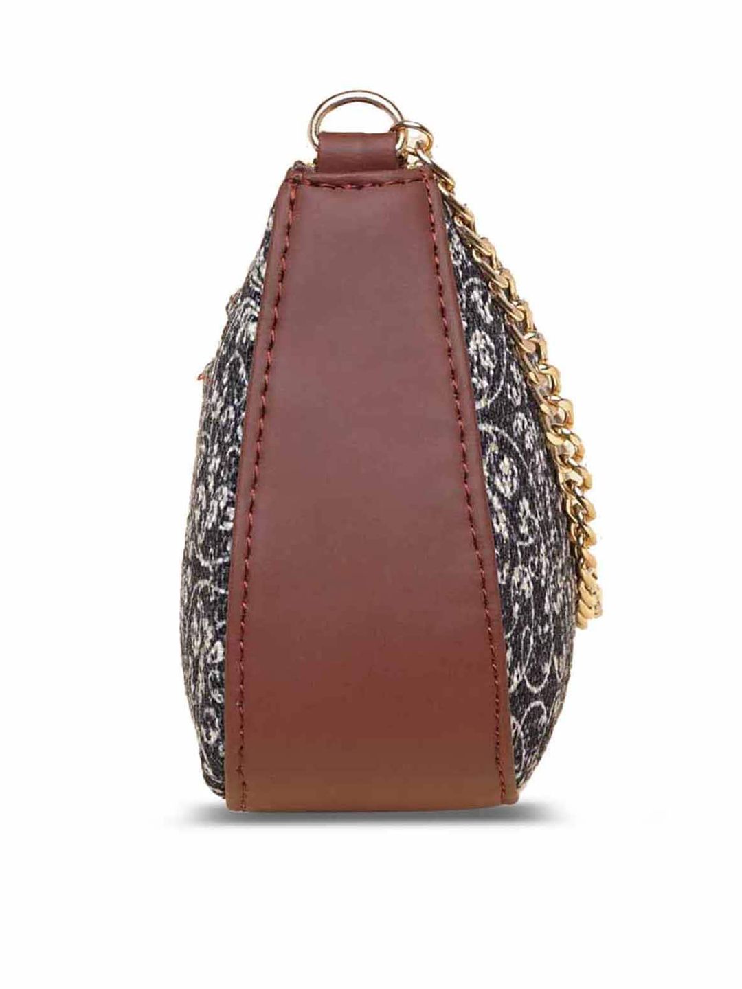 ZOUK Ethnic Motifs Printed Structured Baguette Bag Handbags