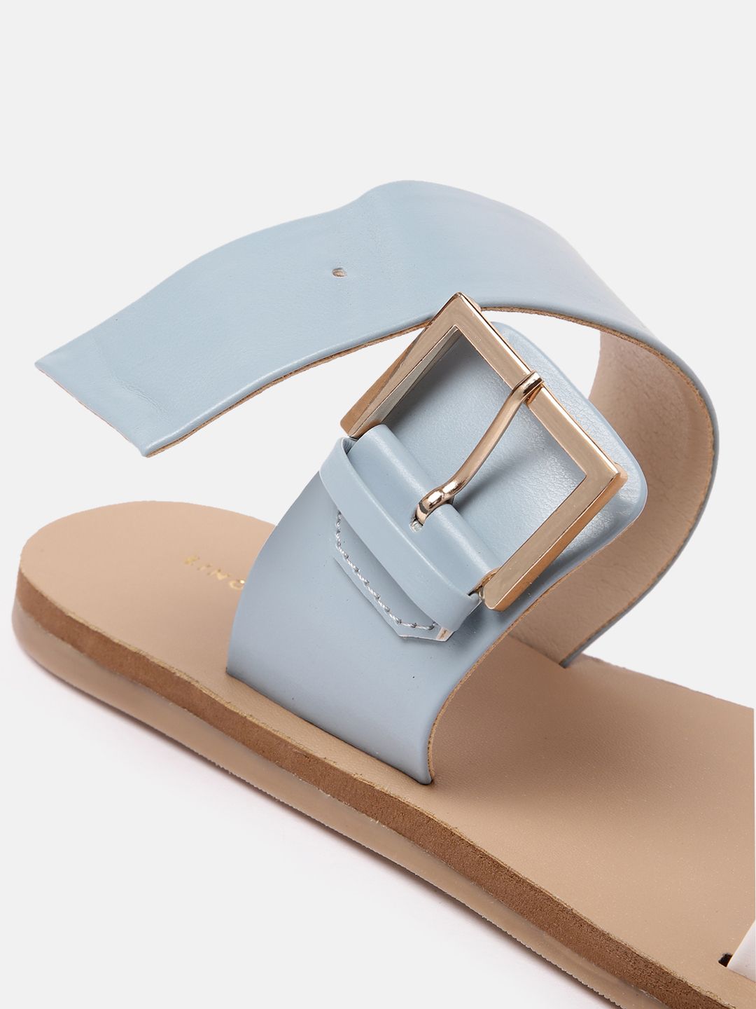 Lino Perros Women Colourblocked Open Toe Flats with Buckle Detail