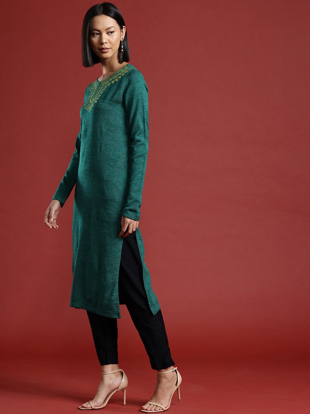 all about you Zari Yoke Design Winter Kurta