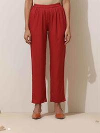 trueBrowns Maroon Viscose Co-ord Set