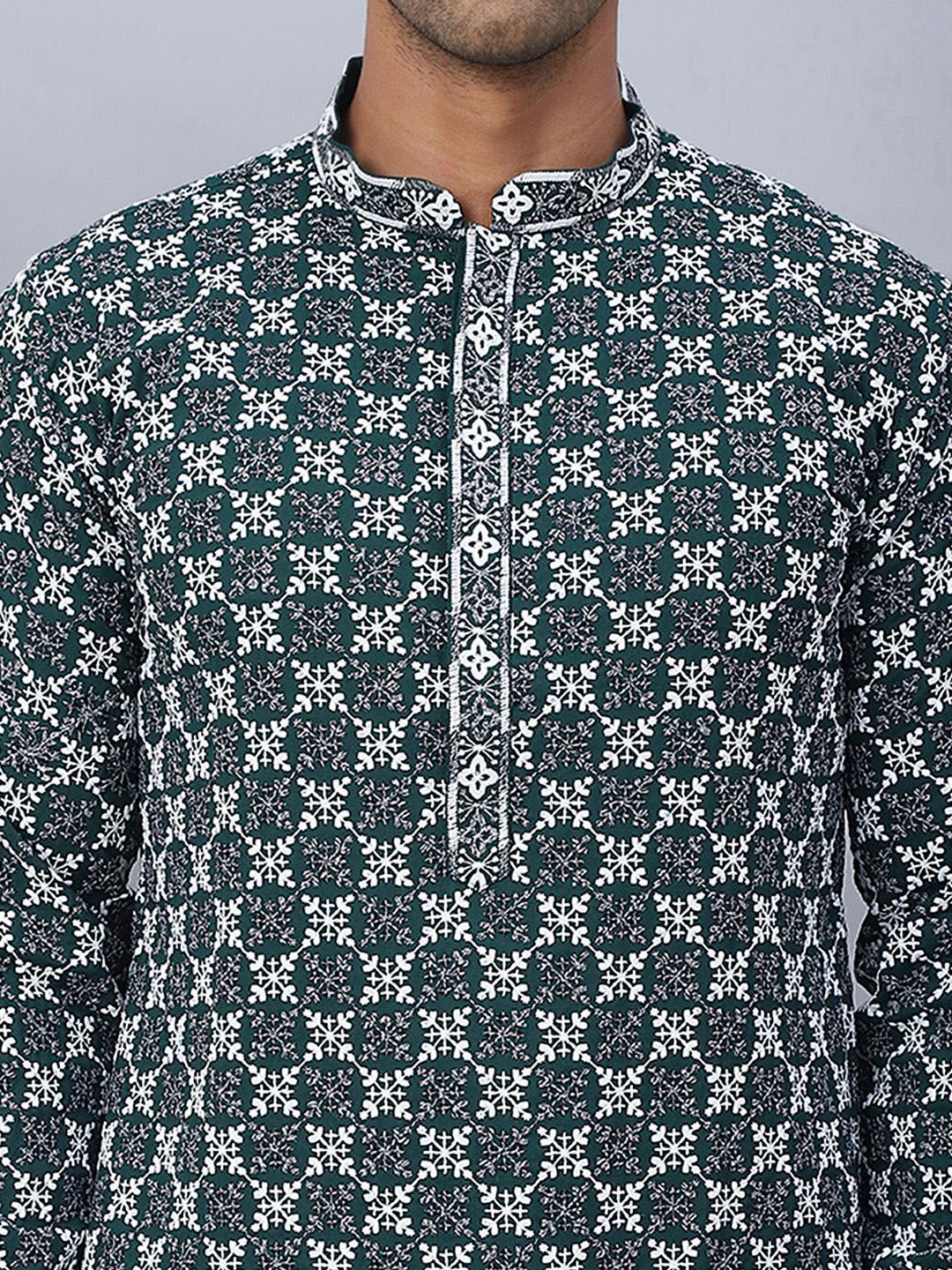Jompers Floral Printed Mandarin Collar Straight Kurta