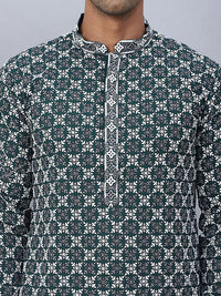 Jompers Floral Printed Mandarin Collar Straight Kurta
