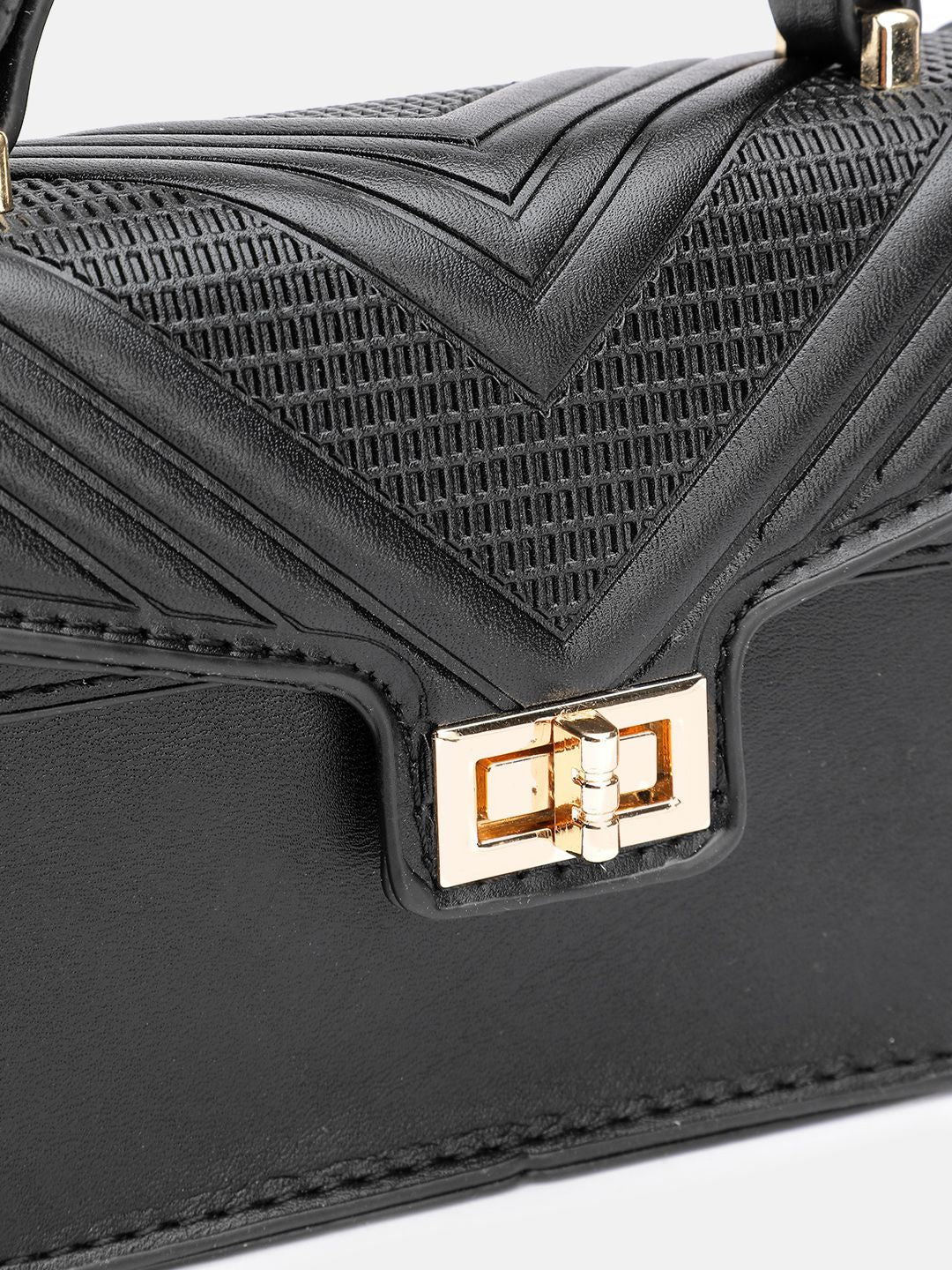 DressBerry Textured Structured Satchel Bag