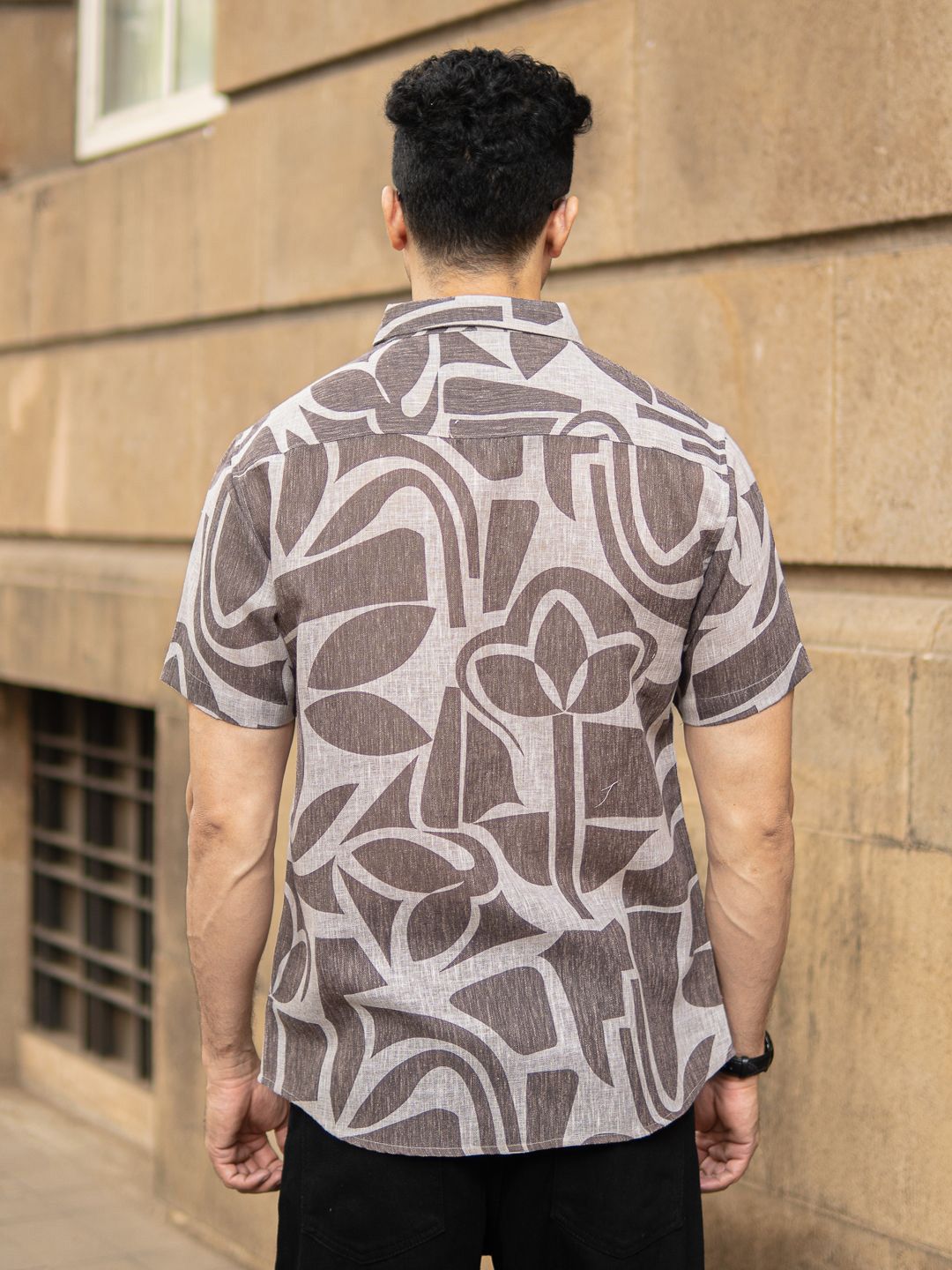 Powerlook Abstract Printed Spread Collar Casual Shirt