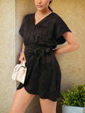 DressBerry Textured Tie-Up Mini Wrap Dress