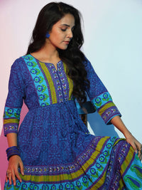 Libas Printed Layered Fit & Flare Midi Dress