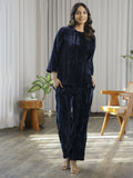 SANSKRUTIHOMES Women Round Neck Crushed Velvet Night Suit