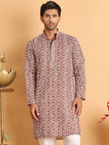 Jompers Men Geometric Embroidered Chikankari Kurta