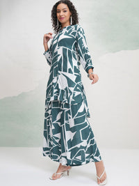 Vishudh Blue & White Printed Pure Cotton Shirt & Palazzo