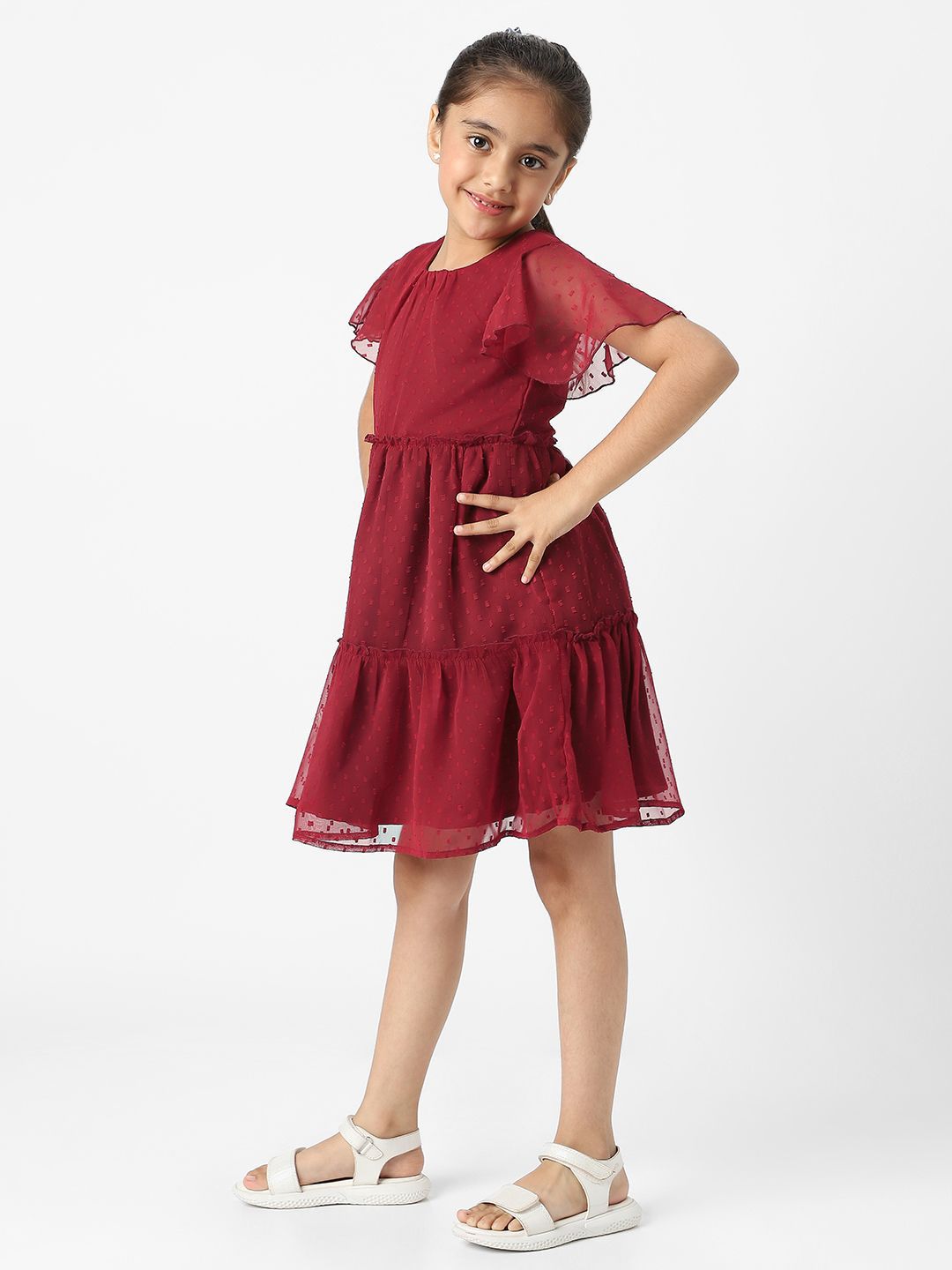 Nauti Nati Flared Sleeve Ruffled Fit & Flare Dress