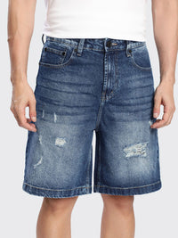 Bene Kleed Men Relaxed Fit Distressed Denim Shorts