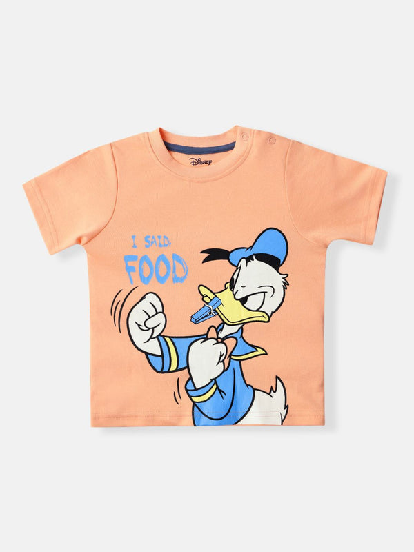 NautiNati Disney Donald Duck Baby Boys Orange Pure Cotton T Shirt