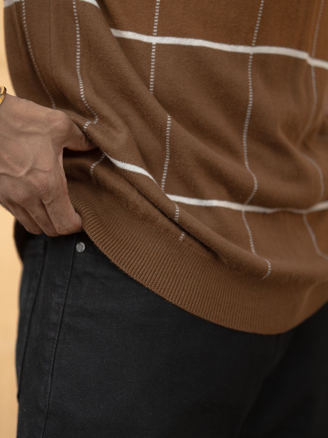 Powerlook Men Checked Polo Collar Cotton T-shirt